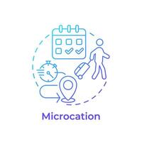 Microcation blue gradient concept icon. Travel trend. Short vacation. Weekend trip. Travel schedule. Round shape line illustration. Abstract idea. Graphic design. Easy to use in blog post vector