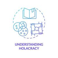 Understanding holacracy blue gradient concept icon. Information analysis on decentralized management. Round shape line illustration. Abstract idea. Graphic design. Easy to use in promotional material vector