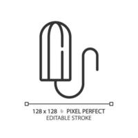 Tampon linear icon. Vaginal secretion prevention. Menstrual cycle care. Feminine hygiene product, gynecological health. Thin line illustration. Contour symbol. outline drawing. Editable stroke vector