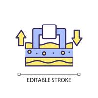 Raw materials mining RGB color icon. Lithium extracting. Resource management, green technology. Cell assembling. Isolated illustration. Simple filled line drawing. Editable stroke vector