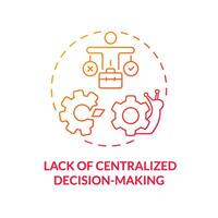 Centralized decision-making lack red gradient concept icon. Prolong process of coming to conclusion. Round shape line illustration. Abstract idea. Graphic design. Easy to use in promotional material vector