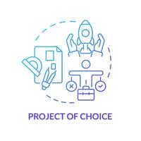 Project of choice blue gradient concept icon. Employee recognition. Lead project. Career opportunity. Project management. Round shape line illustration. Abstract idea. Graphic design. Easy to use vector