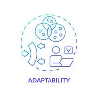 Adaptability blue gradient concept icon. Flexibility. Company promptly respond to new challenges. Round shape line illustration. Abstract idea. Graphic design. Easy to use in promotional material vector