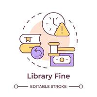 Library fine multi color concept icon. Fee management, financial. Books managing. Round shape line illustration. Abstract idea. Graphic design. Easy to use in infographic, blog post vector