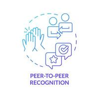 Peer to peer recognition blue gradient concept icon. Coworker support. Team spirit. Workplace culture. Colleague appreciation. Round shape line illustration. Abstract idea. Graphic design. Easy to use vector