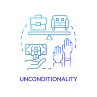 Unconditionality blue gradient concept icon. Social policies equality. Resources regulation. Round shape line illustration. Abstract idea. Graphic design. Easy to use in brochure, booklet vector