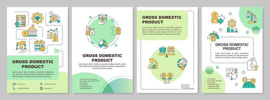 Gross domestic product green circle brochure template. Leaflet design with linear icons. Editable 4 layouts for presentation, annual reports vector