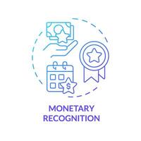 monetario reconocimiento azul degradado concepto icono. empleado reconocimiento. regalos y bonos salario aumentar. día de paga. redondo forma línea ilustración. resumen idea. gráfico diseño. fácil a utilizar vector