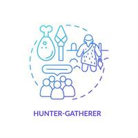 Hunter gatherer blue gradient concept icon. Type of society. Nomadic lifestyle. Social group. Tribal community. Round shape line illustration. Abstract idea. Graphic design. Easy to use in article vector
