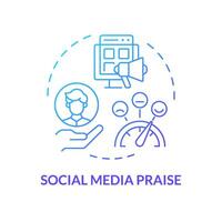 Social media praise blue gradient concept icon. Employee public recognition. Online announcement. Employee of the month. Round shape line illustration. Abstract idea. Graphic design. Easy to use vector