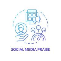 Social media praise blue gradient concept icon. Employee public recognition. Online announcement. Employee of the month. Round shape line illustration. Abstract idea. Graphic design. Easy to use vector