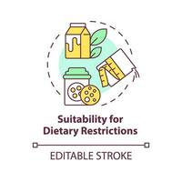 Suitability for dietary restrictions multi color concept icon. Lactose intolerance, vegetarian food. Round shape line illustration. Abstract idea. Graphic design. Easy to use in article, blog post vector