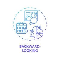 Backward-looking blue gradient concept icon. Economical predictions. Market data analysis. Financial metrics. Round shape line illustration. Abstract idea. Graphic design. Easy to use in brochure vector