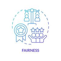 Fairness blue gradient concept icon. Employee recognition criteria. Fair treatment. Workplace culture. Team spirit. Round shape line illustration. Abstract idea. Graphic design. Easy to use vector