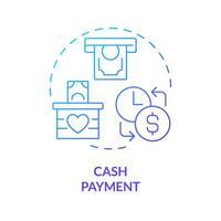 Cash payment blue gradient concept icon. purchasing power parity. Fixed wage. Capital gain, financial expenditure. Round shape line illustration. Abstract idea. Graphic design. Easy to use in brochure vector