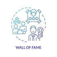 Wall of fame blue gradient concept icon. Employee recognition. Worker acknowledgement. Employee of the month. Round shape line illustration. Abstract idea. Graphic design. Easy to use vector