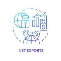 Net exports blue gradient concept icon. National economic. Global market, gdp calculating. Round shape line illustration. Abstract idea. Graphic design. Easy to use in brochure, booklet vector