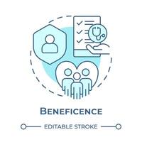 Beneficence soft blue concept icon. Principle of bioethics. Compassion and patient protection. Round shape line illustration. Abstract idea. Graphic design. Easy to use in presentation vector