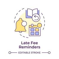 Late fee reminders multi color concept icon. Financial management, notification bell. Round shape line illustration. Abstract idea. Graphic design. Easy to use in infographic, blog post vector