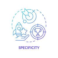 Specificity blue gradient concept icon. Employee recognition criteria. Performance appreciation. Boost morale. Round shape line illustration. Abstract idea. Graphic design. Easy to use vector