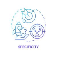 Specificity blue gradient concept icon. Employee recognition criteria. Performance appreciation. Boost morale. Round shape line illustration. Abstract idea. Graphic design. Easy to use vector