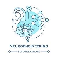 Neuroengineering soft blue concept icon. Biomedical engineering. Neural system research. Neuromodulatoin. Round shape line illustration. Abstract idea. Graphic design. Easy to use in presentation vector