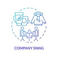 Company swag blue gradient concept icon. Office branded merchandise. Gifts for team members. Employee recognition. Round shape line illustration. Abstract idea. Graphic design. Easy to use vector