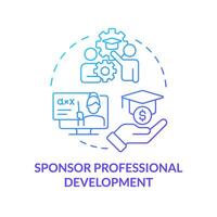Sponsor professional development blue gradient concept icon. Financial support. Employee recognition. Job training. Round shape line illustration. Abstract idea. Graphic design. Easy to use vector