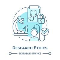 Research ethics soft blue concept icon. Research participant rights. Confidentiality and security. Round shape line illustration. Abstract idea. Graphic design. Easy to use in presentation vector