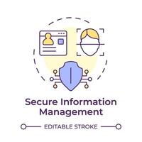 Secure information management multi color concept icon. Digital security, data privacy. Round shape line illustration. Abstract idea. Graphic design. Easy to use in infographic, blog post vector