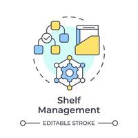 Shelf management multi color concept icon. Book maintenance, inventory processes. Round shape line illustration. Abstract idea. Graphic design. Easy to use in infographic, blog post vector