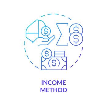 Income method blue gradient concept icon. Finance metric indicator. Wages and salaries. Business growth. Round shape line illustration. Abstract idea. Graphic design. Easy to use in brochure, booklet vector