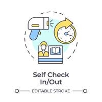 Self check in or out multi color concept icon. Anti theft detection. Access security measures. Round shape line illustration. Abstract idea. Graphic design. Easy to use in infographic, blog post vector