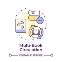 Multi-book circulation multi color concept icon. Customer service, user experience. Round shape line illustration. Abstract idea. Graphic design. Easy to use in infographic, blog post vector