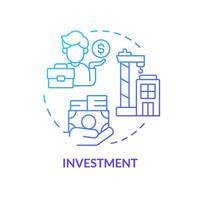 Investment blue gradient concept icon. Fund management, capital gain. Stock market, investor business. Round shape line illustration. Abstract idea. Graphic design. Easy to use in brochure, booklet vector