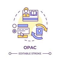 OPAC multi color concept icon. Online public catalog. Library management system. Round shape line illustration. Abstract idea. Graphic design. Easy to use in infographic, blog post vector