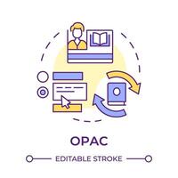 OPAC multi color concept icon. Online public catalog. Library management system. Round shape line illustration. Abstract idea. Graphic design. Easy to use in infographic, blog post vector