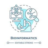 bioinformática suave azul concepto icono. software para analizando biológico datos. adn análisis. redondo forma línea ilustración. resumen idea. gráfico diseño. fácil a utilizar en presentación vector