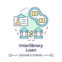 Interlibrary loan multi color concept icon. Book circulation, customer service. Library systems. Round shape line illustration. Abstract idea. Graphic design. Easy to use in infographic, blog post vector