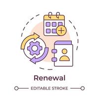 Renewal multi color concept icon. Borrowing period, book circulation. Customer service. Round shape line illustration. Abstract idea. Graphic design. Easy to use in infographic, blog post vector