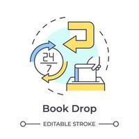 Book drop multi color concept icon. Library materials return. Customer service efficiency. Round shape line illustration. Abstract idea. Graphic design. Easy to use in infographic, blog post vector