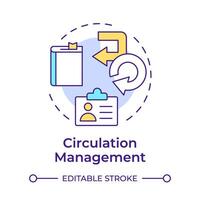 Circulation management multi color concept icon. Library resources, user service. Round shape line illustration. Abstract idea. Graphic design. Easy to use in infographic, blog post vector