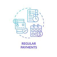 Regular payments blue gradient concept icon. Salary income, financial sustainability. Monthly revenue. Round shape line illustration. Abstract idea. Graphic design. Easy to use in brochure, booklet vector