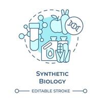 Synthetic biology soft blue concept icon. Genetic engineering. Food science. Organic chemistry. Round shape line illustration. Abstract idea. Graphic design. Easy to use in presentation vector