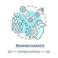 biomecánica suave azul concepto icono. función de biológico sistemas médico ingeniería. prótesis redondo forma línea ilustración. resumen idea. gráfico diseño. fácil a utilizar en presentación vector