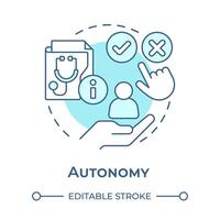 Autonomy soft blue concept icon. Principle of bioethics. Patient right to choose. Informed decision making. Round shape line illustration. Abstract idea. Graphic design. Easy to use in presentation vector