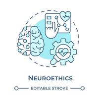 Neuroethics soft blue concept icon. Morality of neuroscience. Neural monitoring. Brain science. Round shape line illustration. Abstract idea. Graphic design. Easy to use in presentation vector