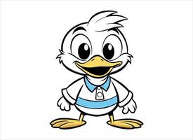 linda dibujos animados Pato es vistiendo un camisa vector