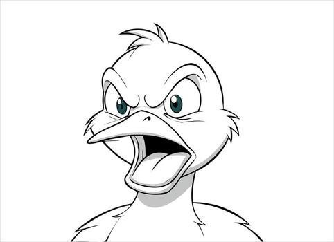 an angry cartoon duck with open mouth and a big beak vector