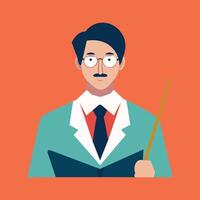 Professional Teacher Illustration on Orange Background vector